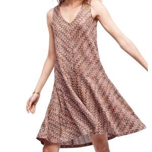 MAEVE Anthropologie Dress Westwater Chevron Knit Drop Waist Sleeveless Womens M